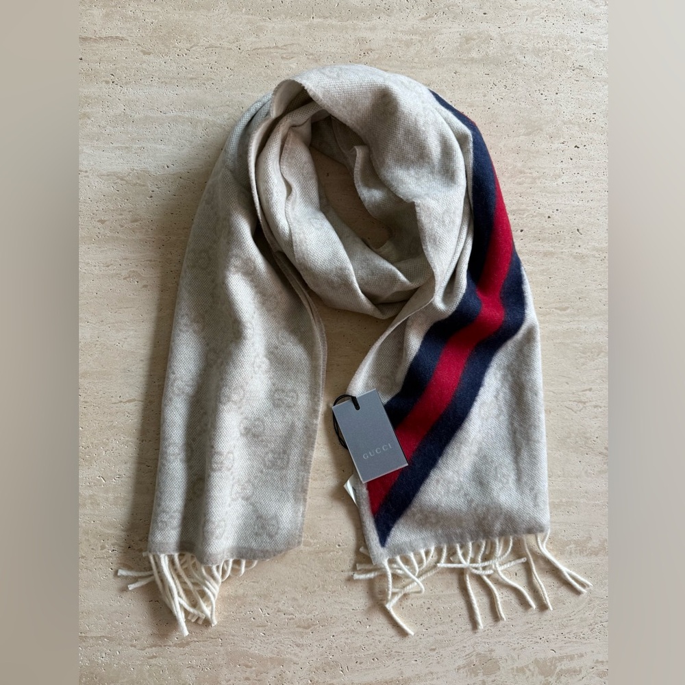 NWT Gucci GG Jacquard  Wool Scarf/Shawl - Picture 6 of 15